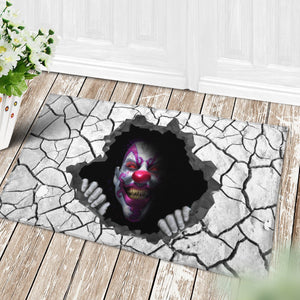PURPLE CLOWN SCARY DOORMAT