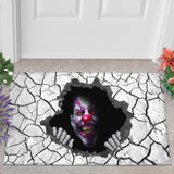 PURPLE CLOWN SCARY DOORMAT