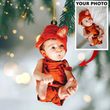 Custom Photo Ornament For Baby Cute, New Baby Christmas Ornament, Personalized Image Baby Acrylic Hanging Ornament