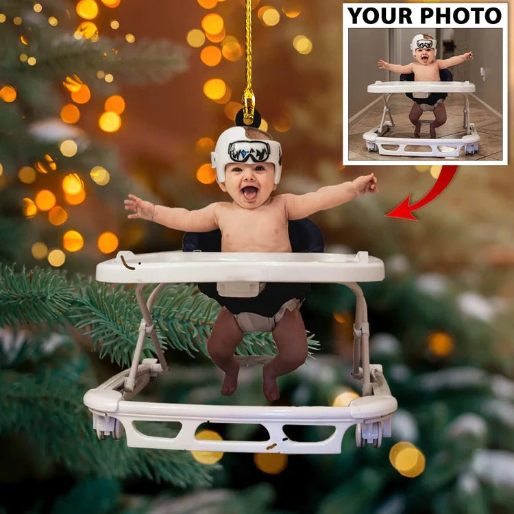 Custom Photo Ornament For Baby Cute, New Baby Christmas Ornament, Personalized Image Baby Acrylic Hanging Ornament