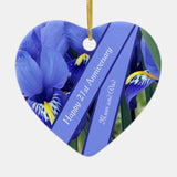 21St Wedding Anniversary Editable Blue Iris Ceramic Ornament