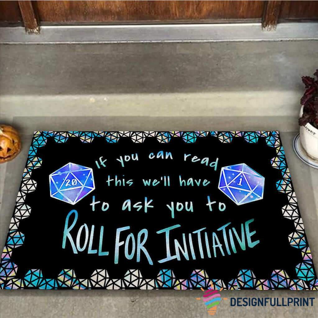 Gift For Gamer Dice 20 Dragon Warrior Roll For Initiative Non-Slip Rubber Backing Doormat HG