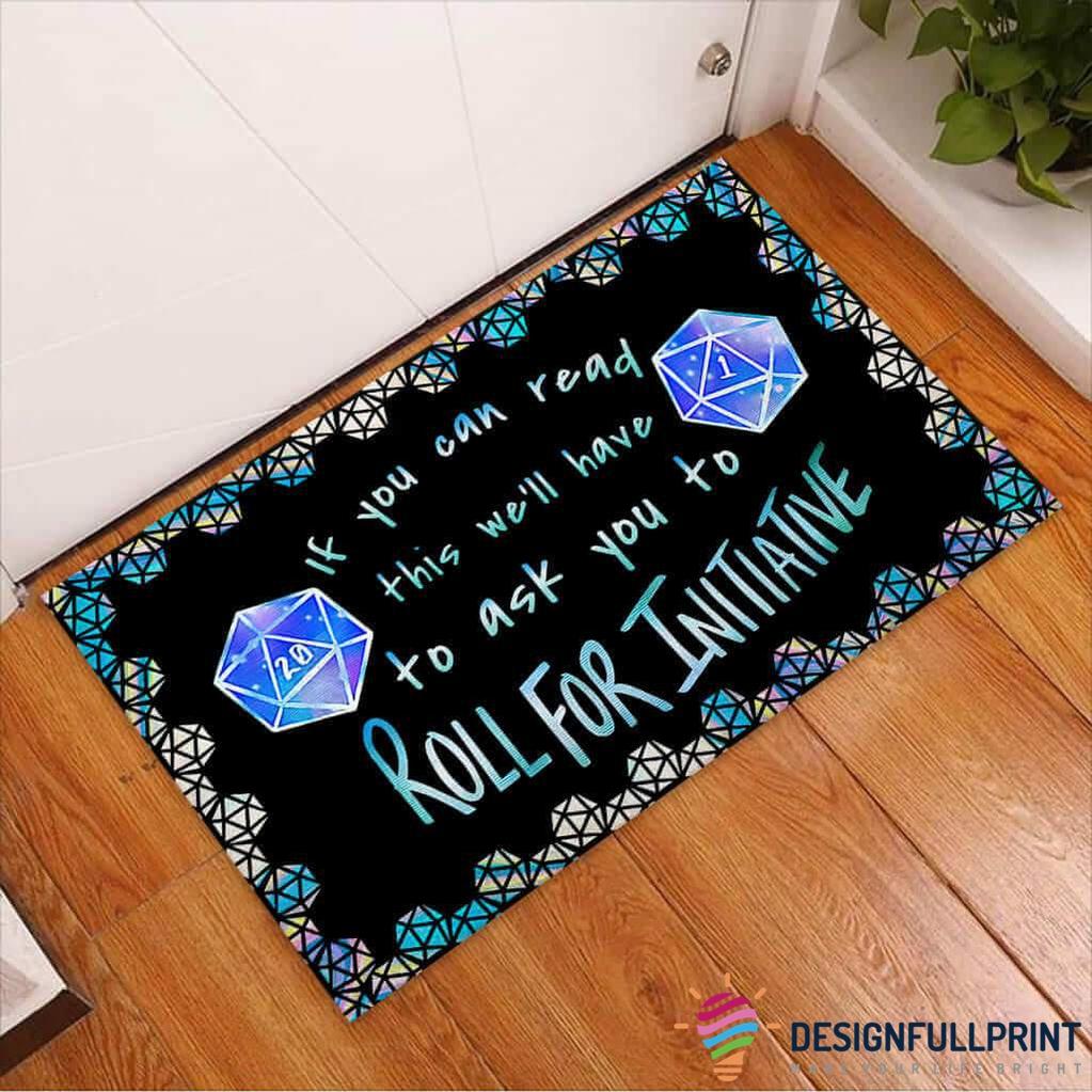 Gift For Gamer Dice 20 Dragon Warrior Roll For Initiative Non-Slip Rubber Backing Doormat HG