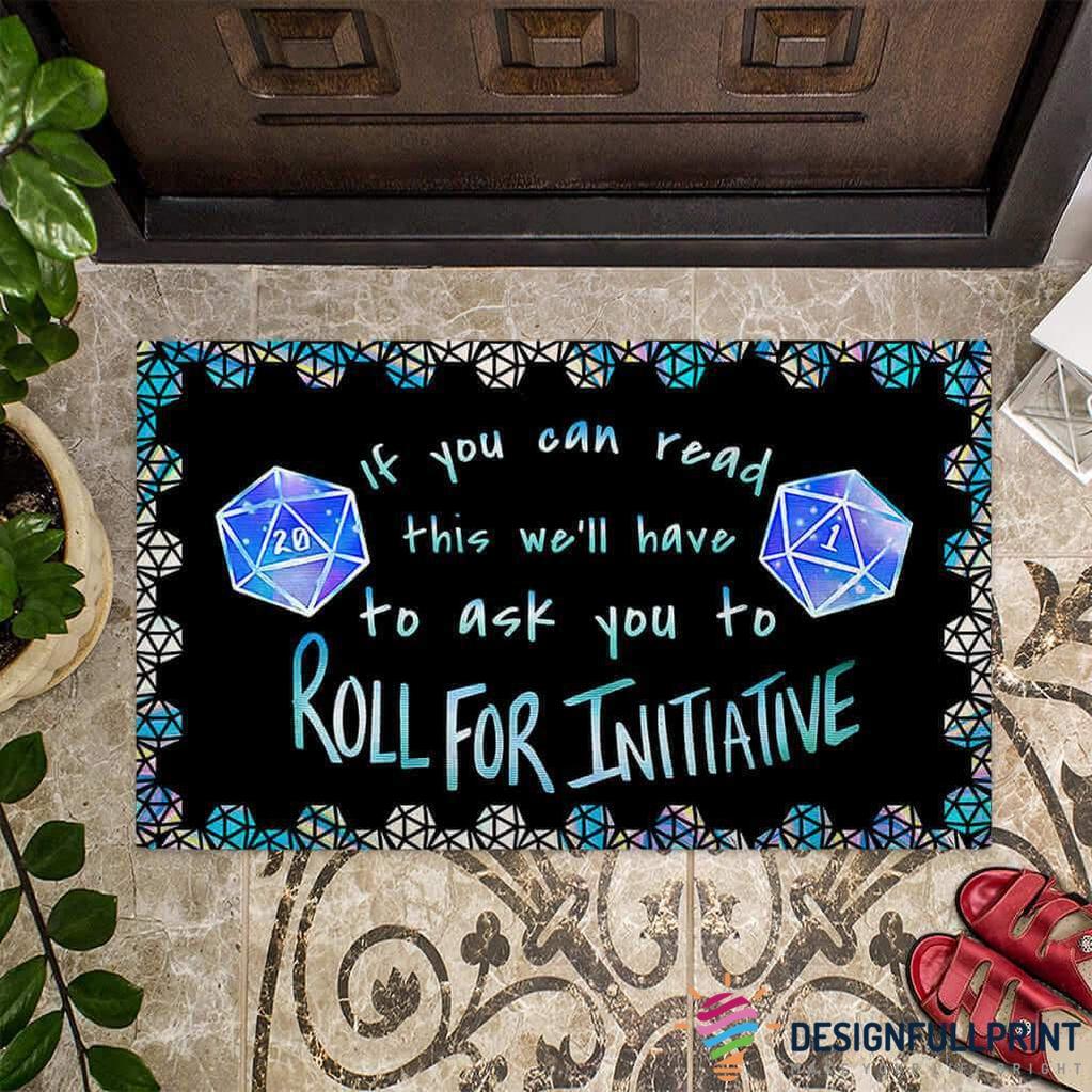 Gift For Gamer Dice 20 Dragon Warrior Roll For Initiative Non-Slip Rubber Backing Doormat HG