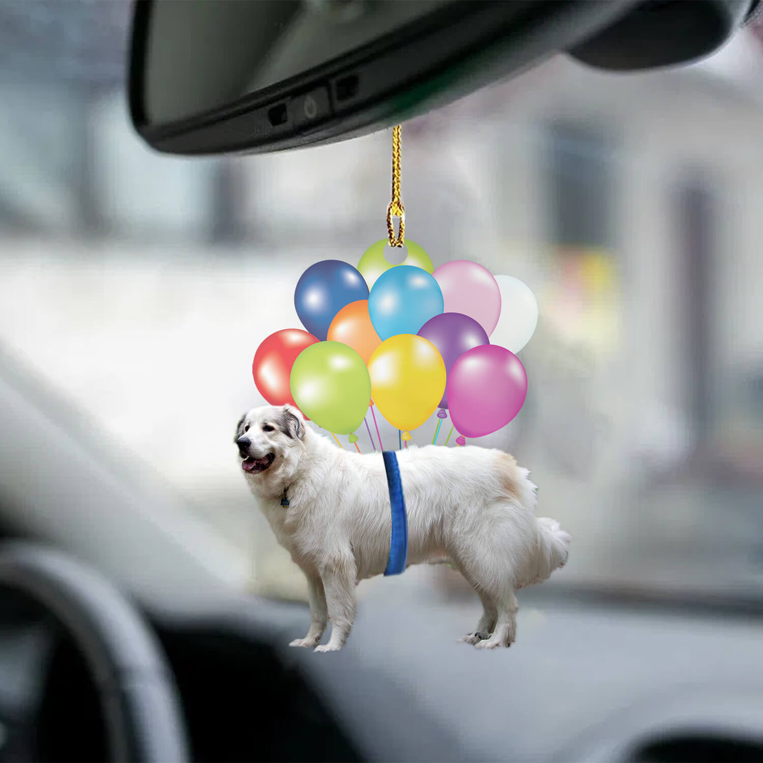 Balloon Dog Ornament Great Pyrenees Fly With Bubbles Car Hanging Ornament Godmerch
