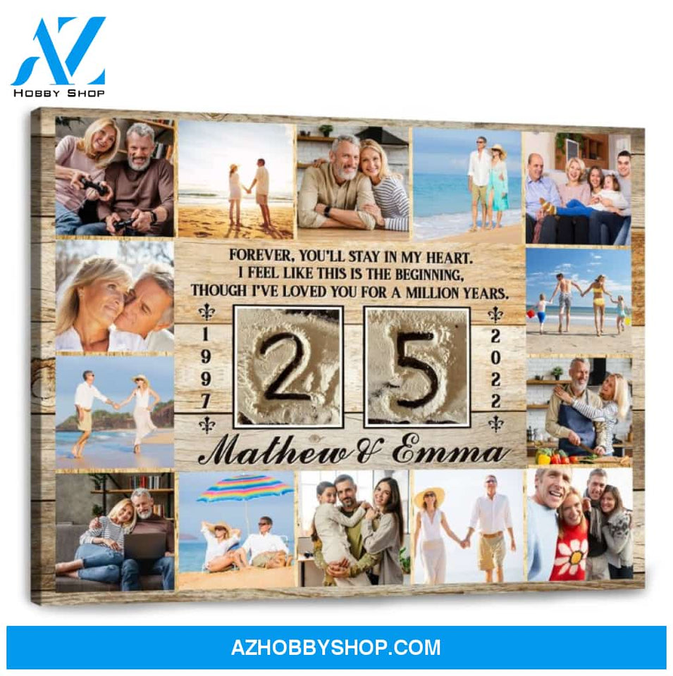 25 Year Wedding Anniversary Gift Personalized Love Canvas