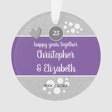 25 Years Silver Anniversary Keepsake Purple Ornament