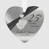 25Th Silver Metallic Wedding Anniversary Keepsake Ornament