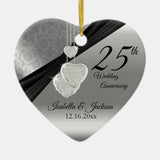 25Th Silver Photo Wedding Anniversary With Photo Ceramic Ornament