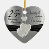 25Th Silver Photo Wedding Anniversary With Photo Ceramic Ornament