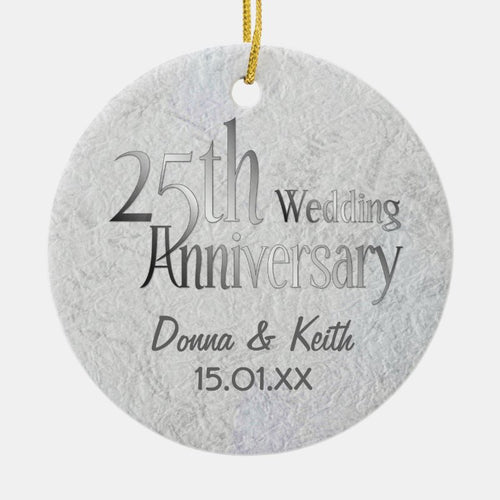 25Th Silver Wedding Anniversary Ceramic Ornament