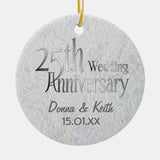 25Th Silver Wedding Anniversary Ceramic Ornament