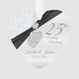 25Th Silver Wedding Anniversary Keepsake Design Ornament