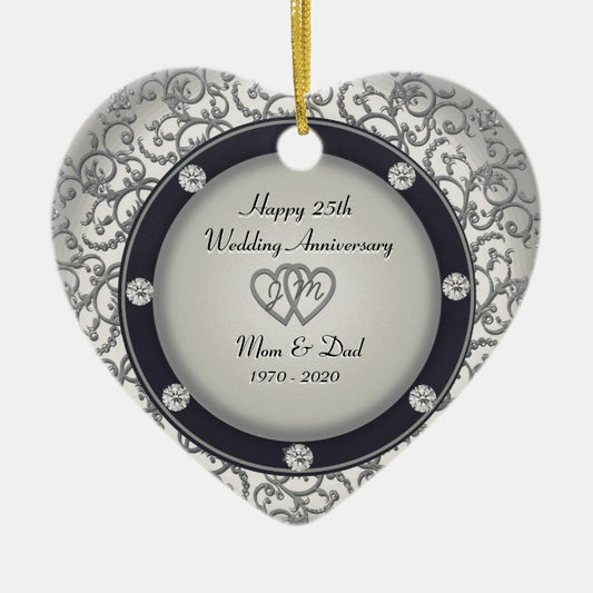 25Th Wedding Anniversary Ceramic Ornament