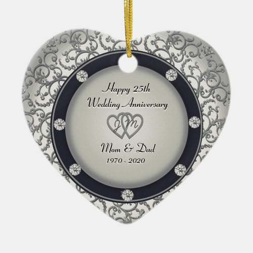 25Th Wedding Anniversary Ceramic Ornament