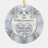 25Th Wedding Anniversary Christmas Ornament