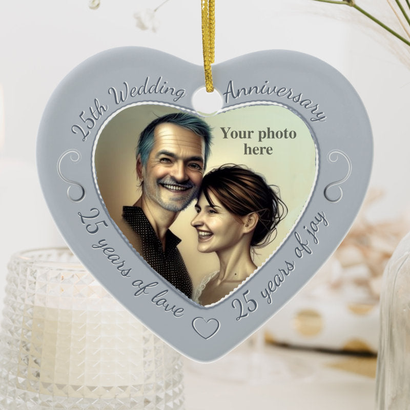 25Th Wedding Anniversary Photo Ceramic Ornament
