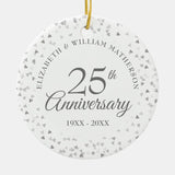 25Th Wedding Anniversary Photo Silver Hearts Ceramic Ornament