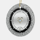 25Th Wedding Anniversary Silver & Diamonds Ceramic Ornament