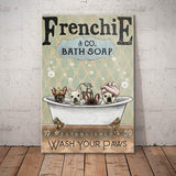 French Bulldog Dog Bath Soap Company Canvas Wall Art, Wall Decor Visual Art
