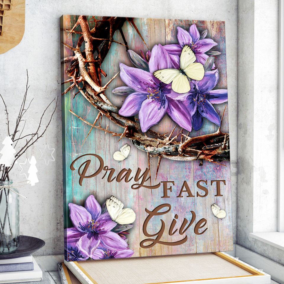 Jesus Pray fast give purple flower - Matte Canvas