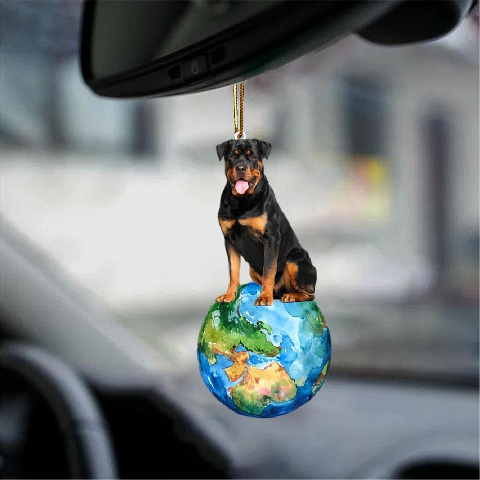 Rottweiler-Around My Dog-Two Sided Ornament
