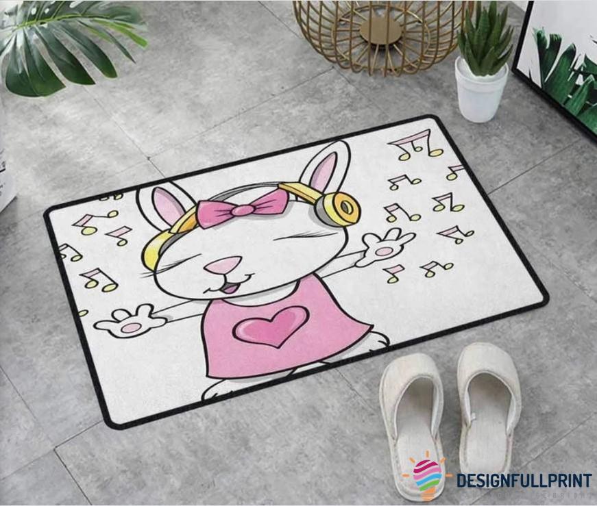 Bunny Non-Slip Rubber Backing Doormat LH Funny Welcome Mats Unique Non-Slip Rubber Backing Doormat