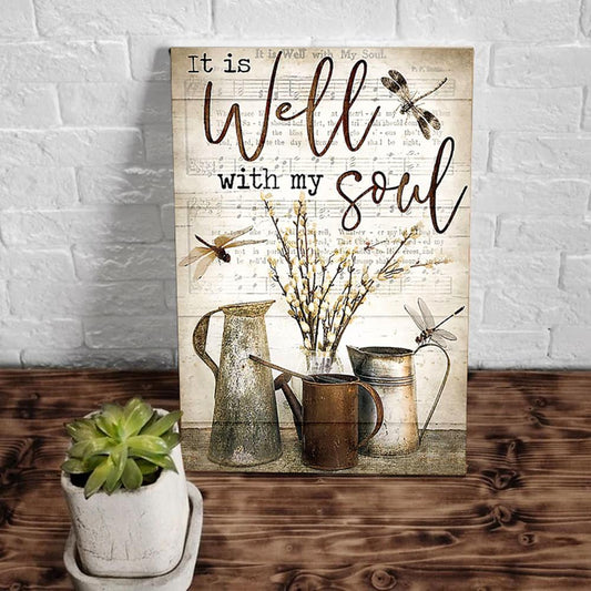 Dragonfly It Is Well With My Soul Matte Canvas And Poster, Wall Decor Visual Art