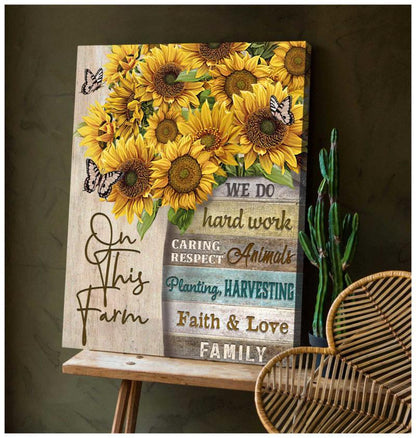 Sunflowers and Butterflies On this farm Canvas And Poster, Canvas Painting, Wall Decor Visual Art