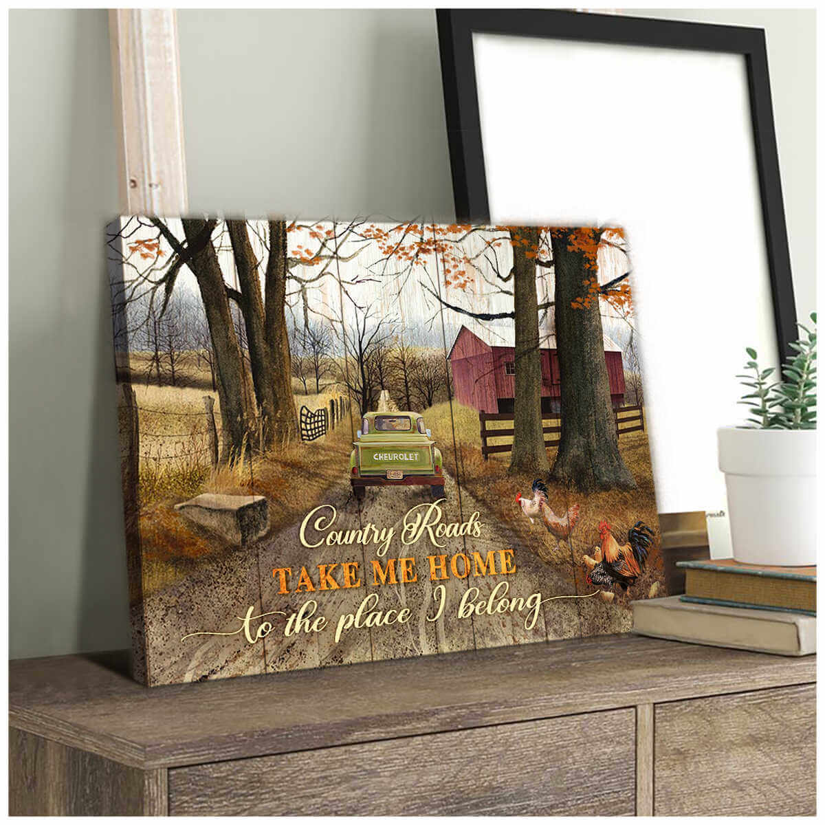 Country Roads Take me home to the place I belong Canvas And Poster, Canvas Wall Art, Wall Decor Visual Art