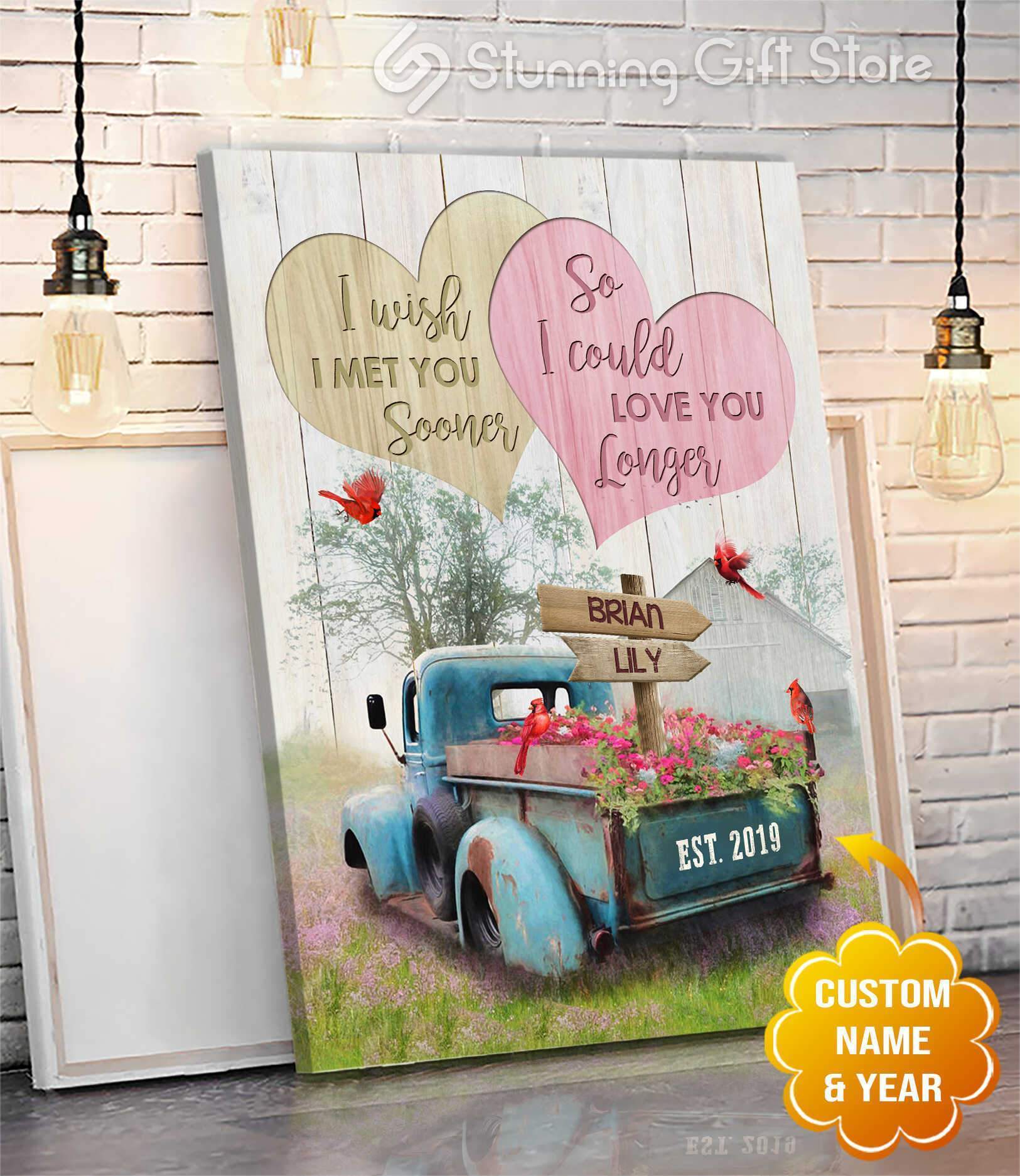 Personalized Canvas, Blue Truck I wish I met you sooner Canvas And Poster, Wall Decor Visual Art