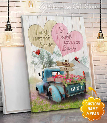 Personalized Canvas, Blue Truck I wish I met you sooner Canvas And Poster, Wall Decor Visual Art