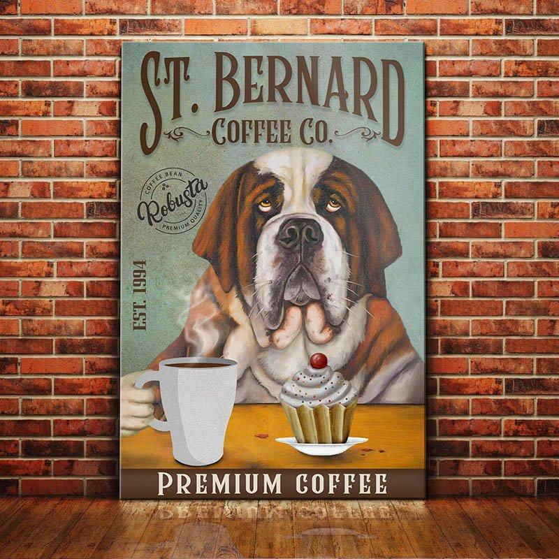 St. Bernard Dog Coffee Company Canvas Wall Art, Wall Decor Visual Art