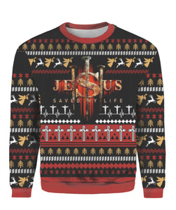 Jesus Saved My Life Ugly Christmas Sweater | For Men & Women | UH1142