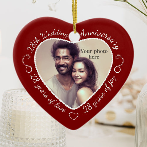 28Th Wedding Anniversary Photo Ceramic Ornament
