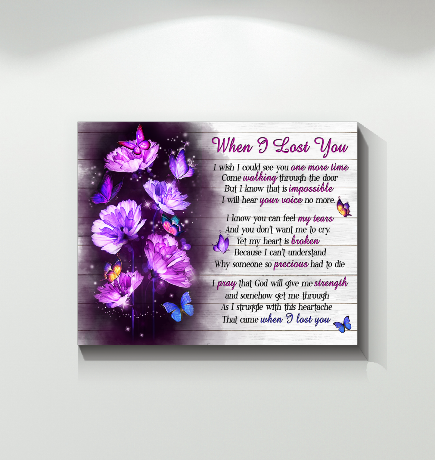 When I Lost You Butterfly Wall Art Canvas