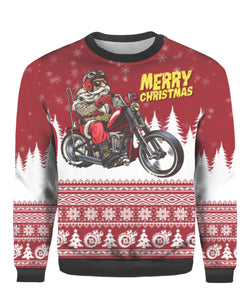 Santa Riding Motorbike To Holiday Ugly Christmas Sweater | For Men & Women | UH1515