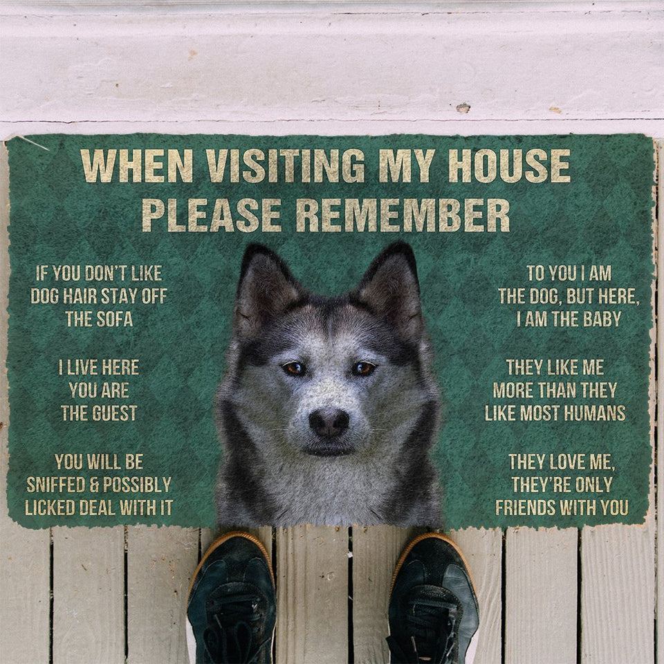 3D Please Remember Siberian Husky Dogs House Rules Doormat