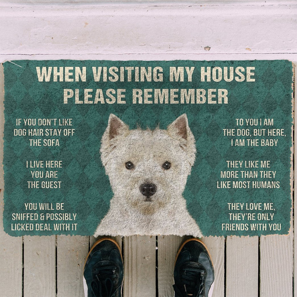 3D Please Remember West Highland White Terrier Dogs House Rules Doormat