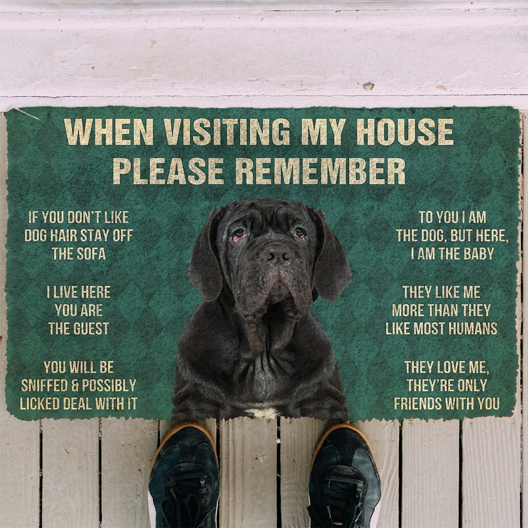 3D Please Remember Neapolitan Mastiff House Rules Custom Doormat