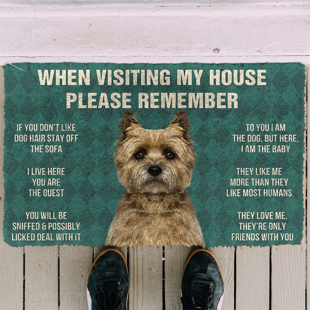 3D Please Remember Cairn Terrier Dogs House Rules Custom Doormat