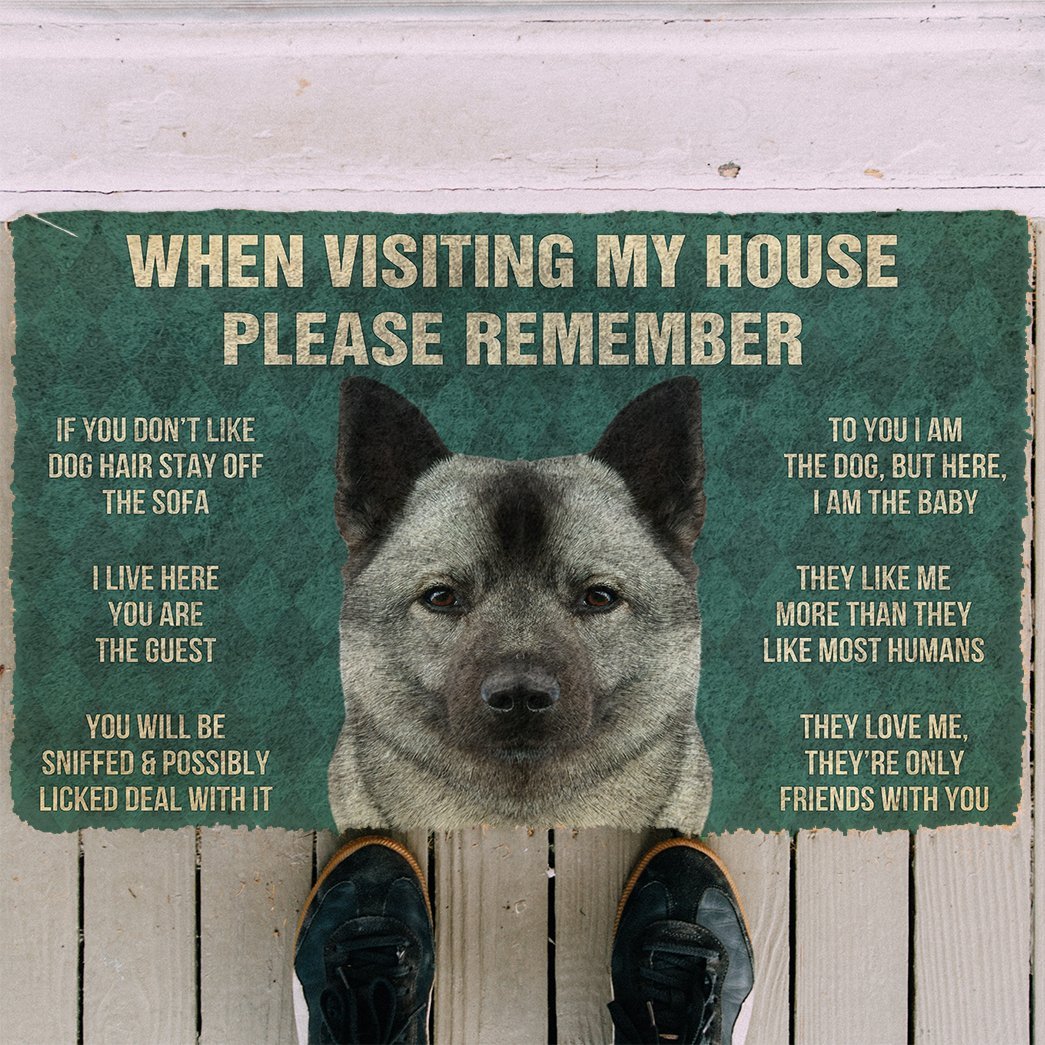 3D Please Remember Norwegian Elkhound Dogs House Rules Doormat