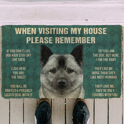 3D Please Remember Norwegian Elkhound Dogs House Rules Doormat