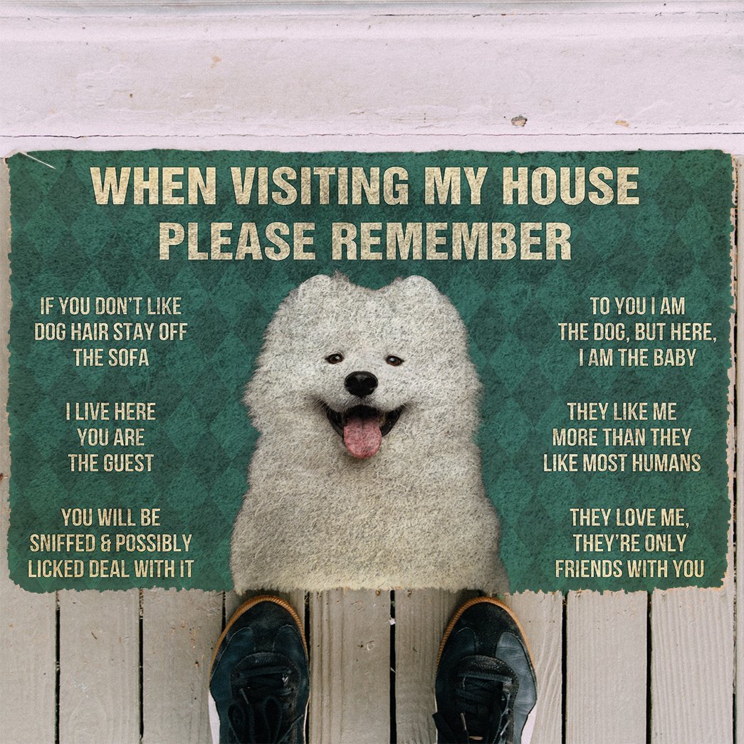 3D Please Remember Samoyed House Rules Custom Doormat
