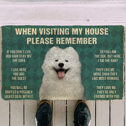 3D Please Remember Samoyed House Rules Custom Doormat