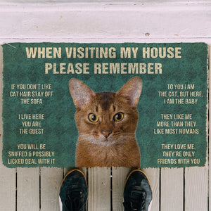 3D Please Remember Abyssinian Cats House Rules Doormat