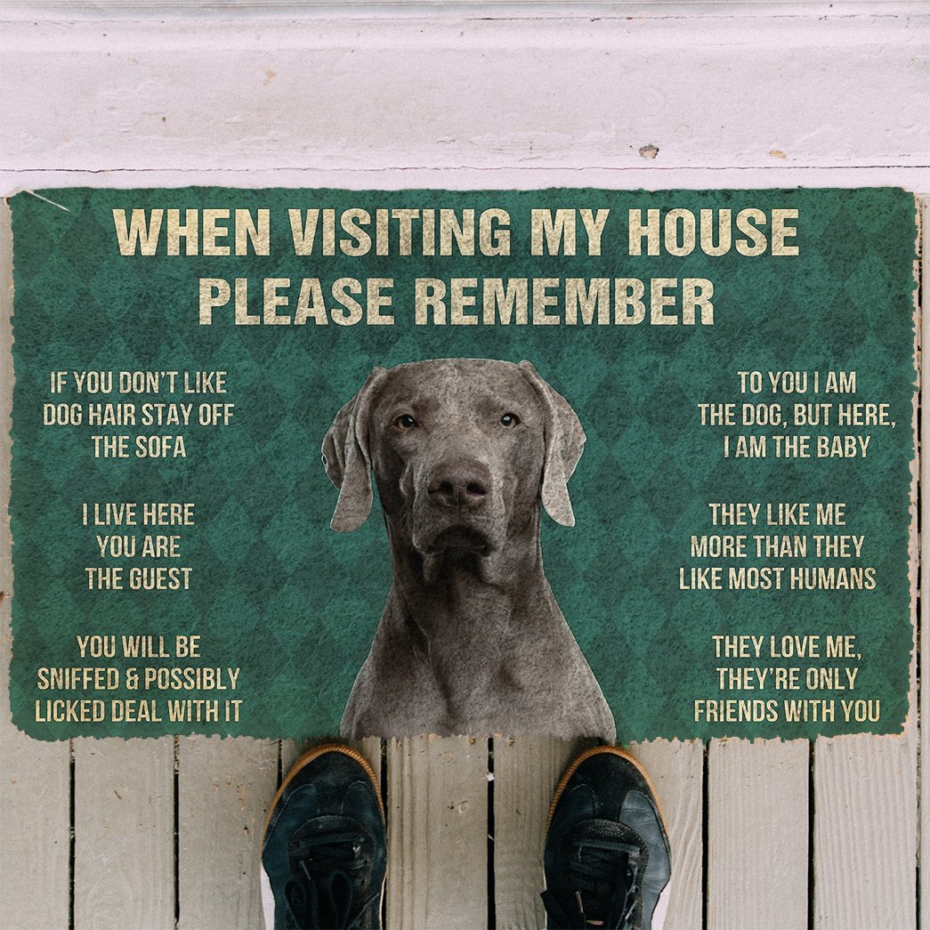 3D Please Remember Weimaraner House Rules Custom Doormat