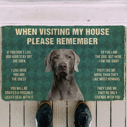 3D Please Remember Weimaraner House Rules Custom Doormat