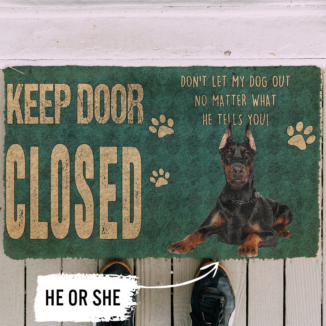 3D Keep Door Closed Doberman Pinschers Dog Custom Gender Doormat
