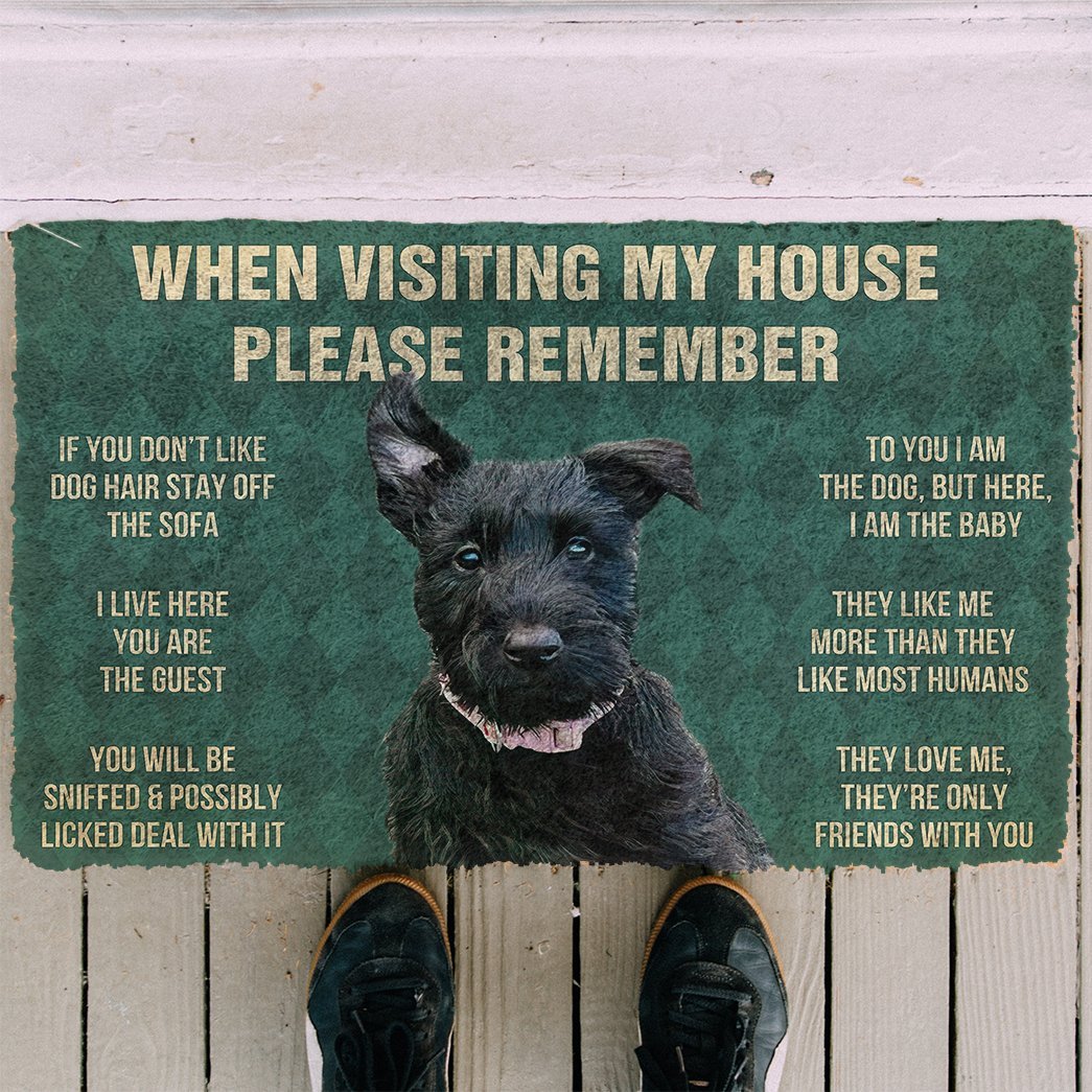3D Please Remember Scottish Terrier Dogs House Rules Doormat